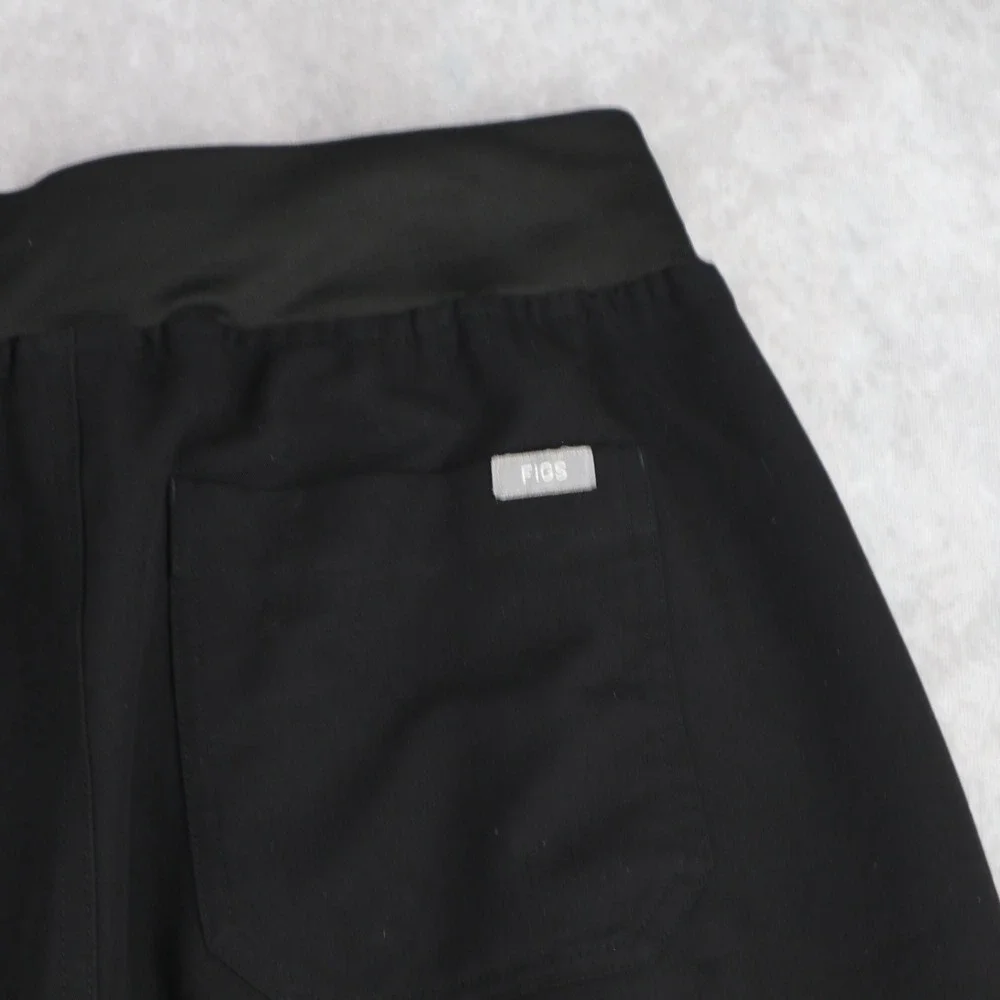 FIGS Scrub Pants Technical Collection Black Cargo M Petite Straight Leg
